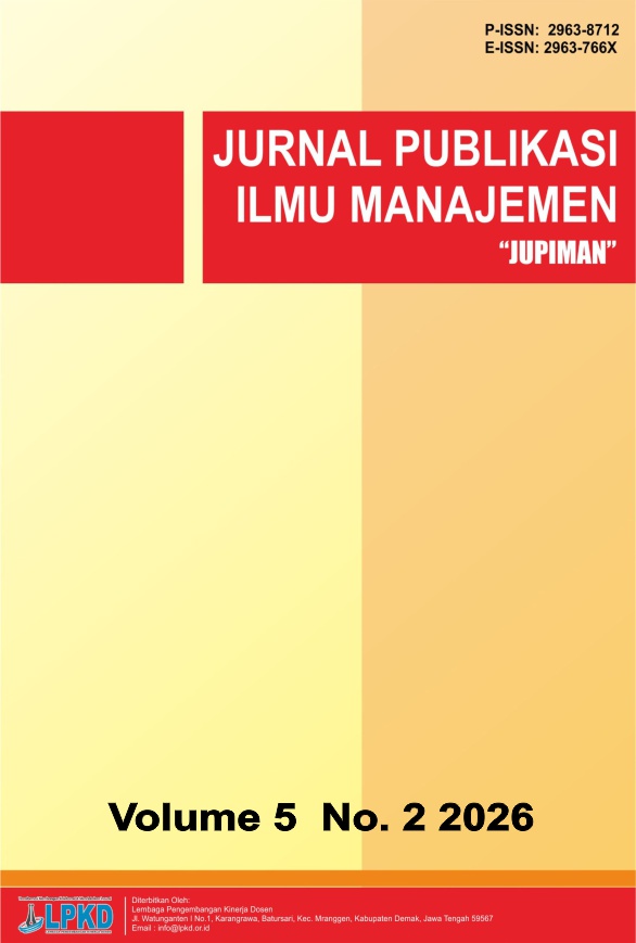 					View Vol. 5 No. 2 (2026): Juni: Jurnal Publikasi Ilmu Manajemen
				